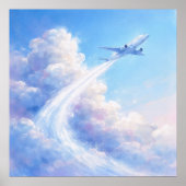 Soaring Plane - Pastel Painting Style Art Poster (Voorkant)