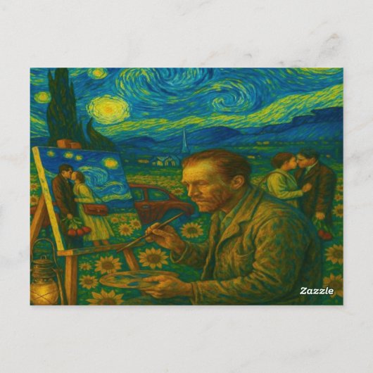 sob uma musa estrelada - under a starry muse briefkaart (Achterkant)