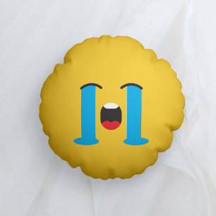 Sobbing Droevig Geel Gezicht Emoji Rond Kussen