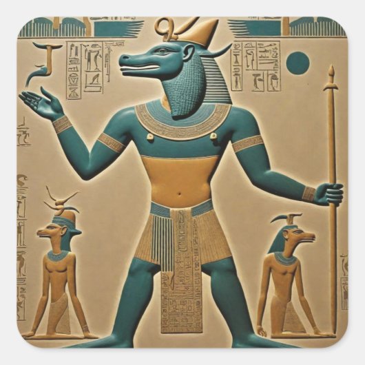 Sobek, Oud-Egyptische god van de oorlog Vierkante Sticker (Voorkant)