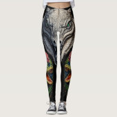 "Sobek's Serenity: Abstract krokodillenhoofd Tatto Leggings (Voorkant)
