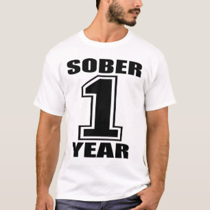 Sober 1 jaar zwart op wit t-shirt