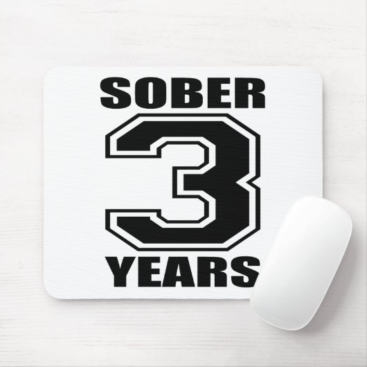 Sober 3 jaar zwart op wit muismat (Met muis)