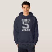 Sober 5 jaar wit op donker hoodie (Voorkant volledig)