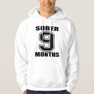 SOBER 9 MAANDEN ZWART OP WITTE HOODIE