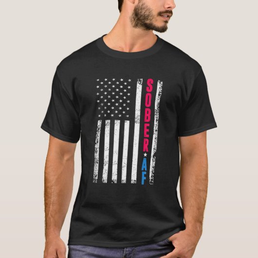 SOBER AF US Flag Support SobrightWant, herstel T-shirt (Voorkant)