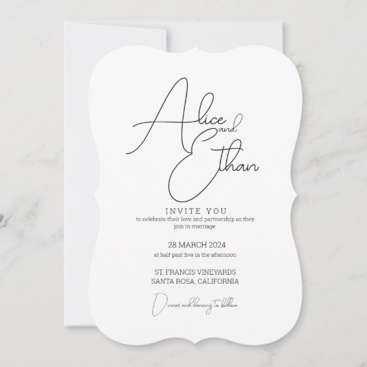Sober and Elegant Wedding invitation Kaart (Voorkant)