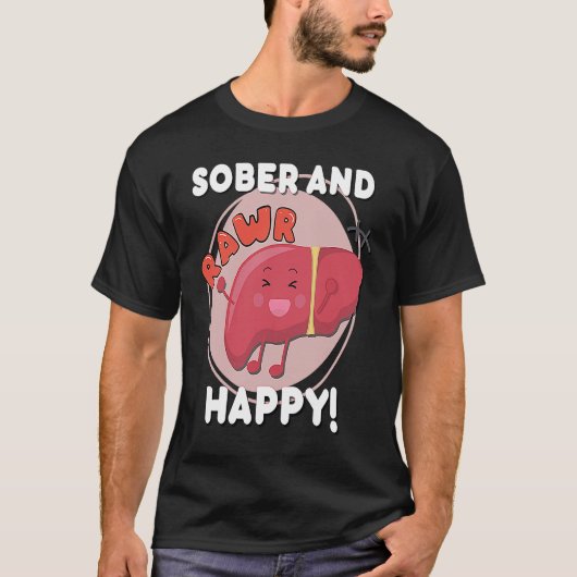 Sober and Happy Liver Chibi Joy Recovery Anniversa T-shirt (Voorkant)