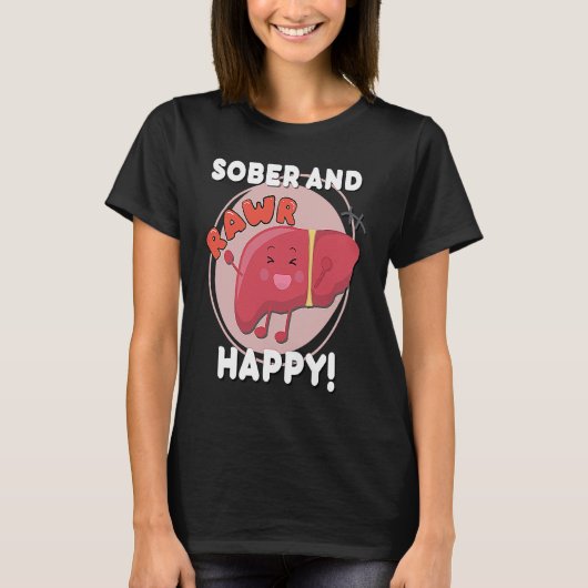 Sober and Happy Liver Chibi Joy Recovery Anniversa T-shirt (Voorkant)