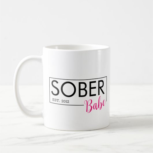 Sober Babe Est. Aangepaste datum Koffiemok (Links)