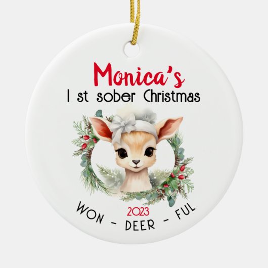 Sober Christmas Keramisch Ornament (Voorkant)