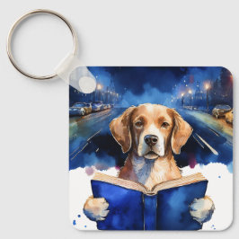 Sober Doggie w / Big Book A Prayer CUSTOM Sleutelhanger