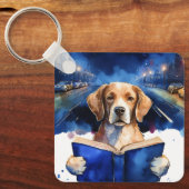 Sober Doggie w / Big Book A Prayer CUSTOM Sleutelhanger (Voorkant)