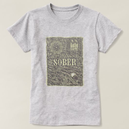 Sober Etched detailgrafisch poster T-shirt (Design voorkant)