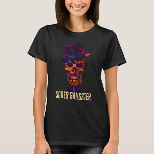 Sober Gangster Sobriety Clean Afbeelding Distress T-shirt (Voorkant)
