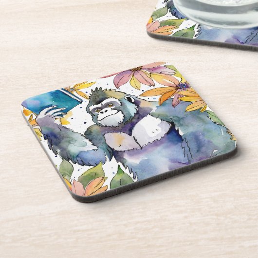 Sober gorilla lezen groot boek herstel bier onderzetter (Linkerzijde)