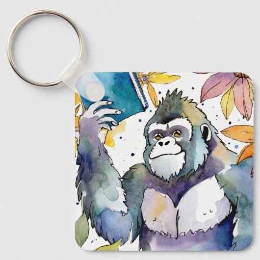 Sober Gorilla w / Big Book A Prayer CUSTOM Sleutelhanger (Voorkant)