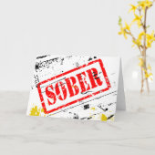 Sober Grunge Stamp Sobriety Recovery Card Kaart (Gele Bloem)