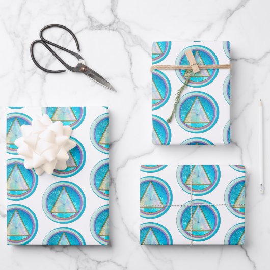 Sober herstel cirkel driehoek kristallijn inpakpapier vel (Voorkant)