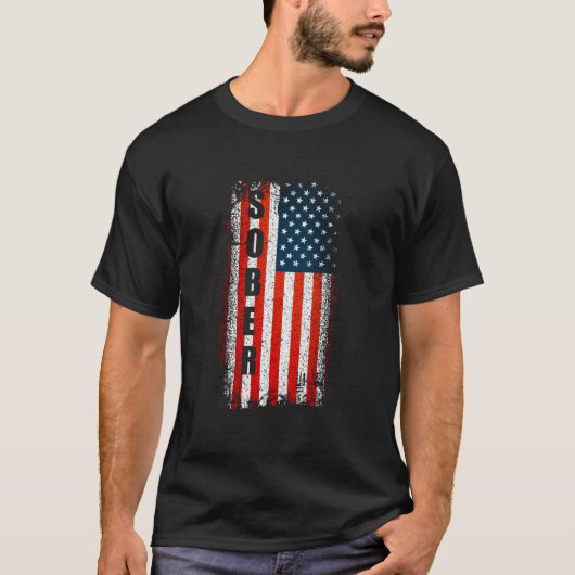 Sober Jubileum Sober Amerikaanse vlag AA T Na One T-shirt (Voorkant)