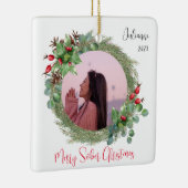 Sober kerstcadeau, aangepaste foto keramisch ornament (Rechts)