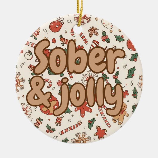 Sober kerstfeest keramisch ornament (Voorkant)
