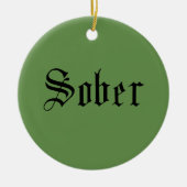 Sober kerstversiering, groen keramisch ornament (Voorkant)