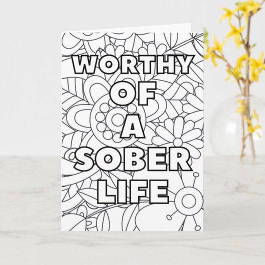 Sober Kleurplaat Kaart met Quote (Gele Bloem)