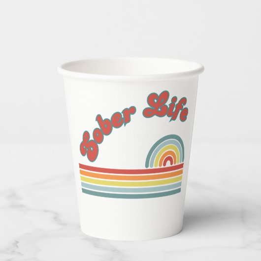Sober Life Paper Cups Herstelfeest Papieren Bekers (Achterkant)