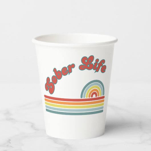 Sober Life Paper Cups Herstelfeest Papieren Bekers (Voorkant)