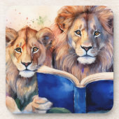 Sober Lion Pride lezen van Big Book Recovery Bier Onderzetter (Voorkant)