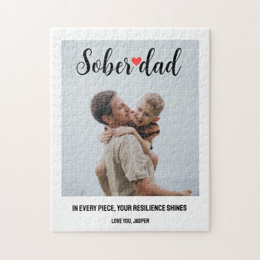 Sober Ondersteuning Papa Gift Custom Foto Trendy S Legpuzzel (Verticaal)