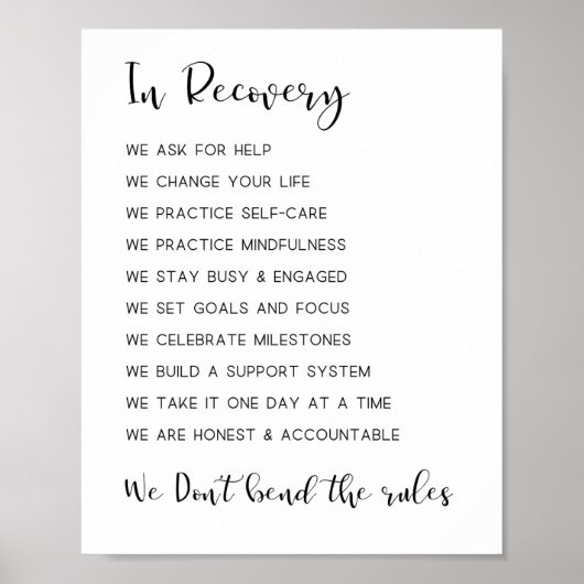Sober ondersteuning, verslaving herstel poster (Voorkant)