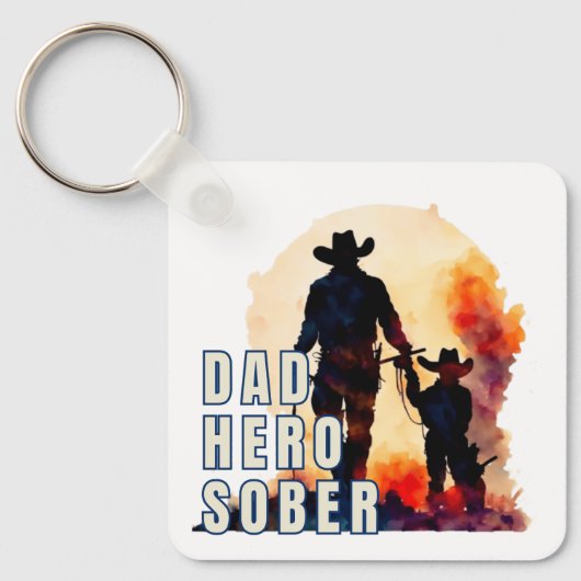 Sober papa held, herstel houden soberheid sleutelhanger (Voorkant)