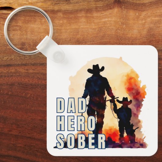 Sober papa held, herstel houden soberheid sleutelhanger (Voorkant)