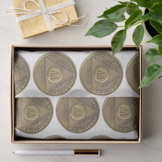 Sober Recovery Jubileum AA op munt wit Tissuepapier (Geschenk)