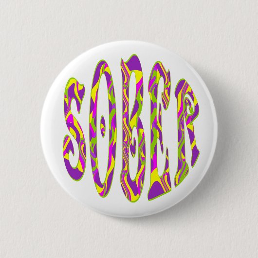 SOBER Retro 60 Art Psychedelic Ronde Button 5,7 Cm (Voorkant)