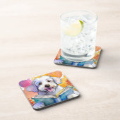 Sober Schnoodle Hond Lezen Grote Boek Herstel Bier Onderzetter (Rechterzijde)