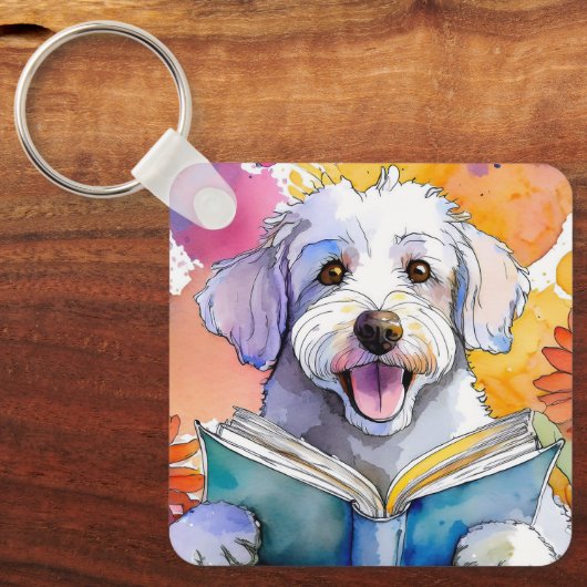 Sober Schnoodle w / Big Book A Prayer CUSTOM Sleutelhanger (Voorkant)
