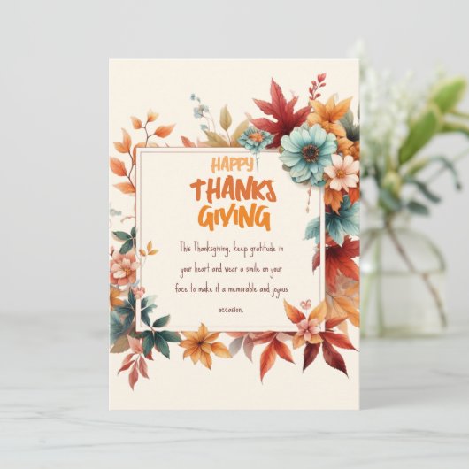 Sober Thanksgiving Cards with Fall Flowers Kaart (Staand voorkant)