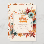 Sober Thanksgiving Cards with Fall Flowers Kaart (Voorkant / Achterkant)