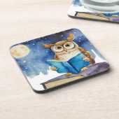 Sober Uil lezen Big Book Recovery Bier Onderzetter (Linkerzijde)