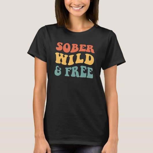 Sober Wild en Free NA AA Sponsor 12 Step Recovery T-shirt (Voorkant)