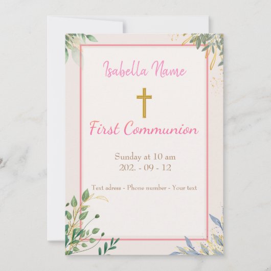 Sobere Gouden Kruis-bloemkaart Kaart (Voorkant)