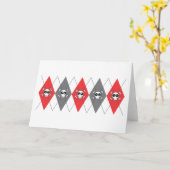 Sobieski Skull Argyle Wit Wenskaart Kaart (Gele Bloem)