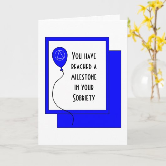 Sobriety Birthday ballon Kaart (Gele Bloem)