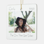 Sobriety Elegant Modern Minimaal Foto Sober Gift Keramisch Ornament (Links)