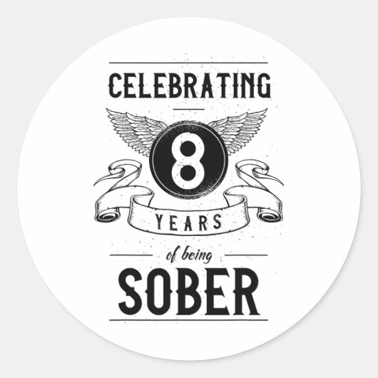 Sobriety Gift Recovery Jubileum 8 jaar nuchter Ronde Sticker (Voorkant)