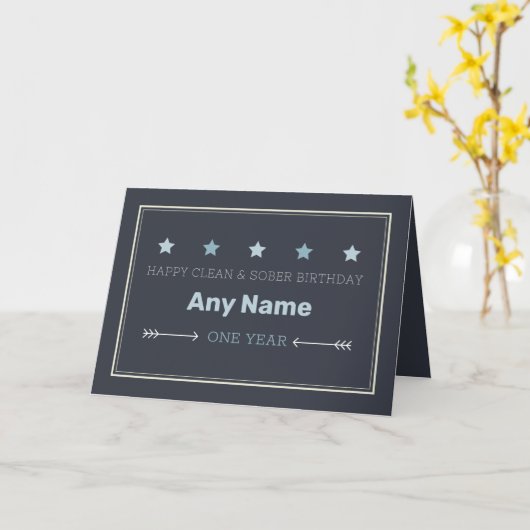 Sobriety kaart 12 stap nuchtere verjaardag verjaar (Gele Bloem)