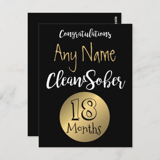 Sobriety kaart 12 stap nuchtere verjaardag verjaar (Voorkant / Achterkant)